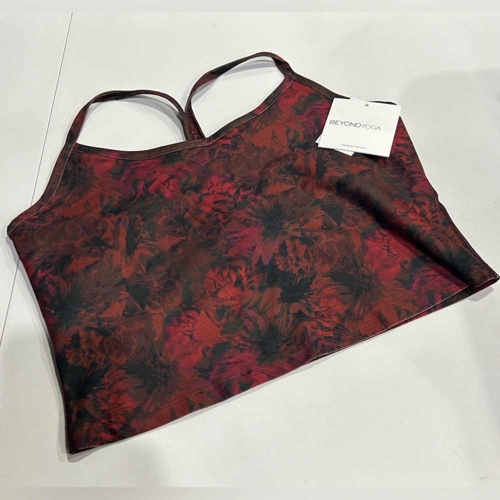 Beyond Yoga Women's XL Midnight Floral SoftMark Slim Racerback Cropped Tank NWT